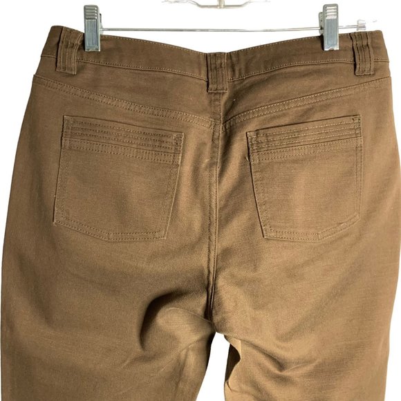 Liz Claiborne Mid Rise Capri Pants 8 Brown Pockets Belt Loops Cuffed Stretch - Picture 4 of 5